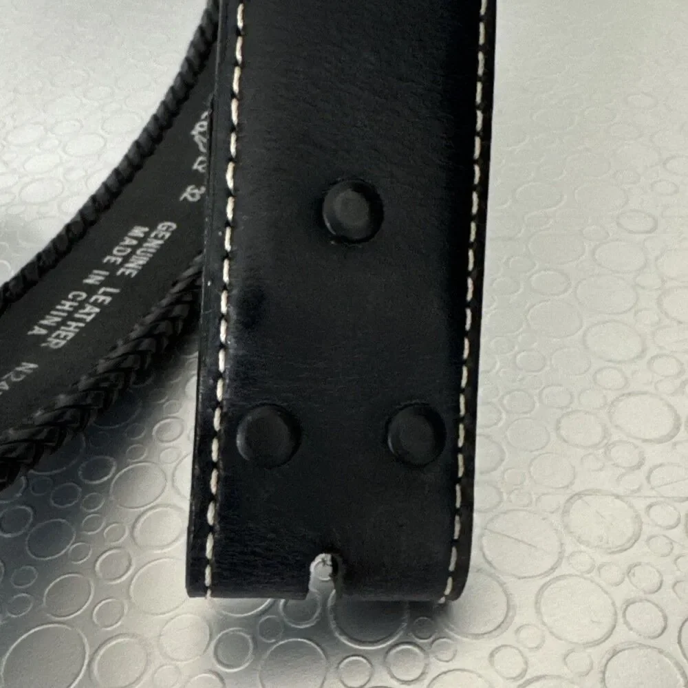 Nocona Black Leather Western Belt Strap No Buckle 32 Concho Laced Edge Cowboy